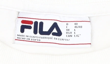 Fila Women's White T-Shirt, L, Casual Spring/Summer Look