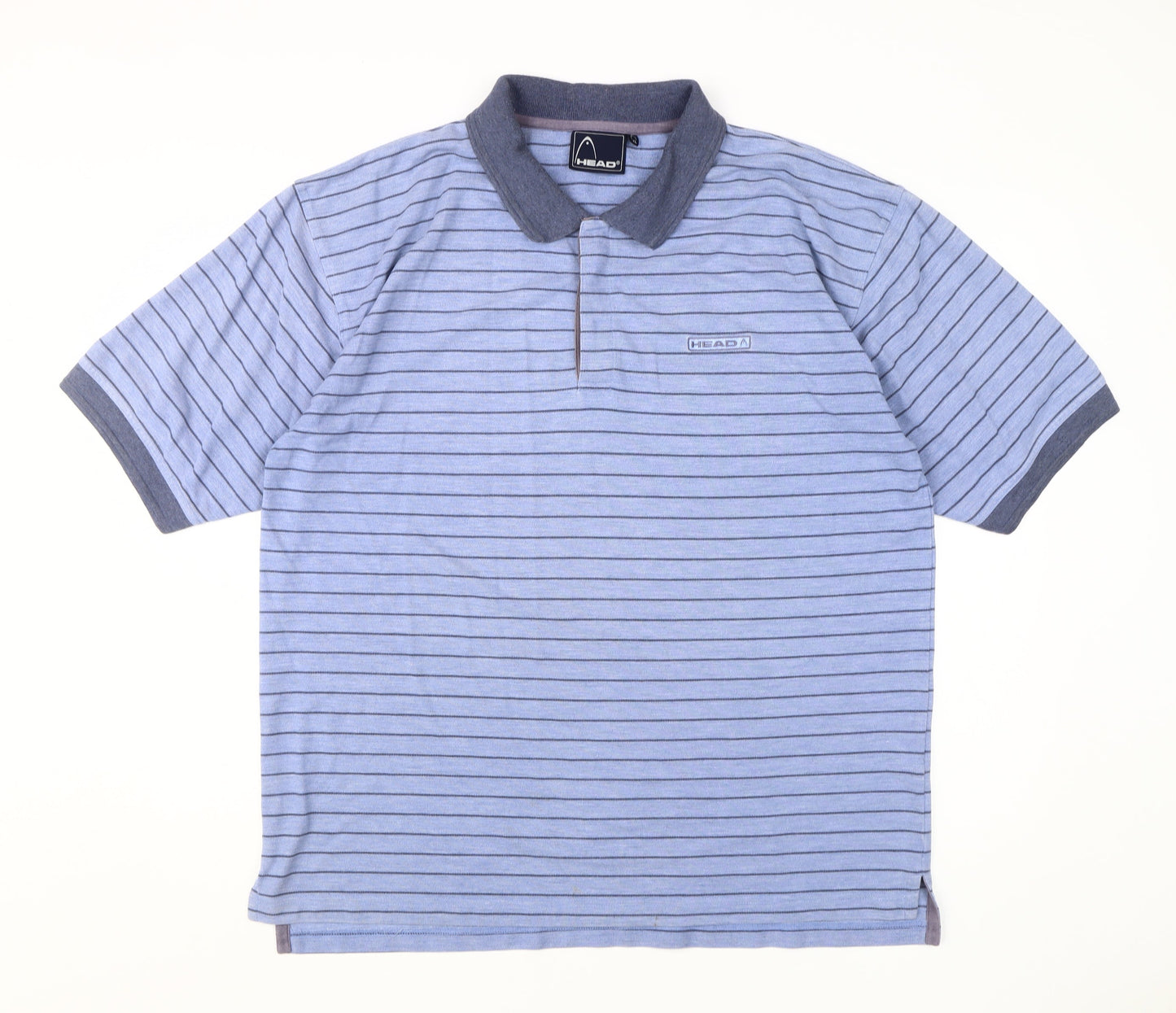 Head Men's Blue XL Striped Polo Shirt - Classic Casual Style