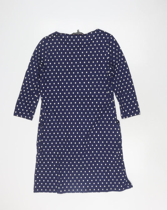 Laura Ashley Women's Blue Polka Dot A-Line Dress Size 12