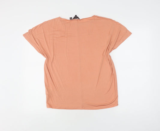 Womens UK Size 2 Ted Baker Brown Lyocell T-Shirt