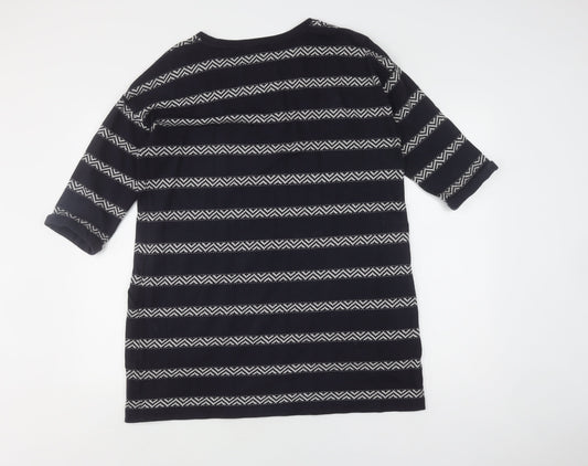 White Stuff Women's Black Striped Pullover Jumper Size 14