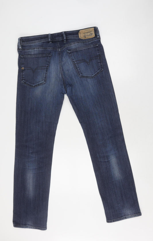 Diesel Men's Blue Slim Straight Jeans, Size 32, Distressed