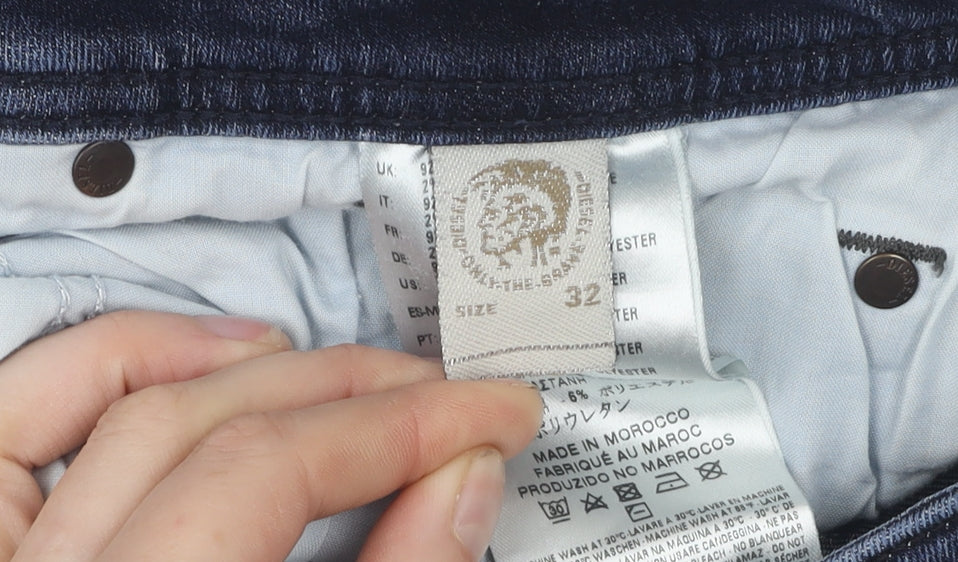 Diesel Men's Blue Slim Straight Jeans, Size 32, Distressed