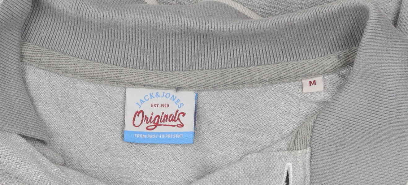 Jack & Jones Men's Grey Long Sleeve Polo M