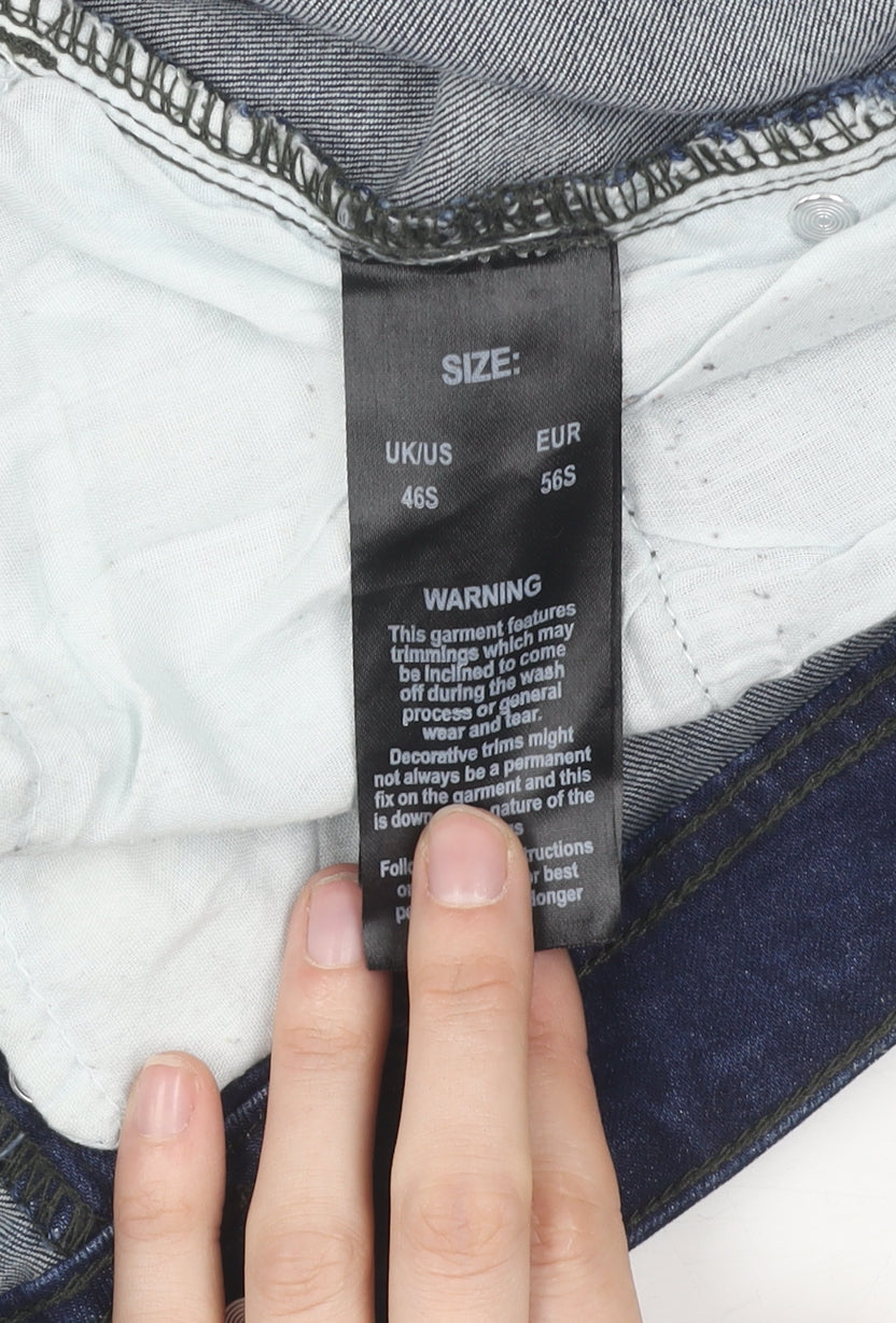 Enzo Men's Blue Straight Leg Jeans, Size 46, Dark Wash