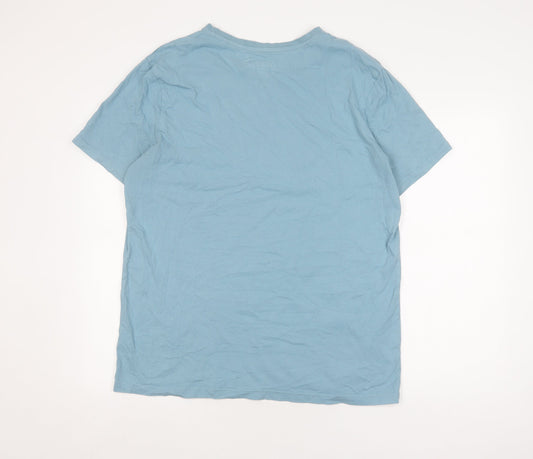 Coca-Cola Men's Blue Graphic T-Shirt L Cotton