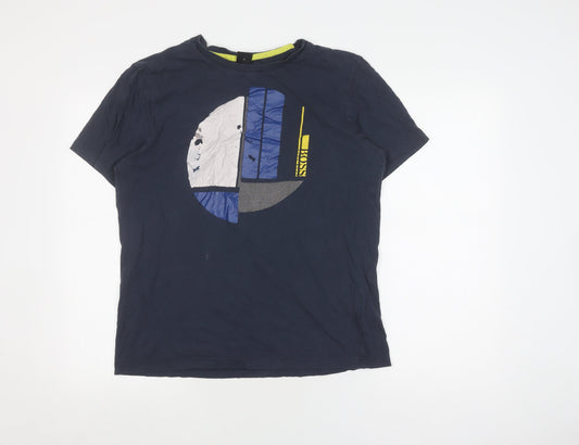 Hugo Boss Men's Blue Graphic T-Shirt, Medium