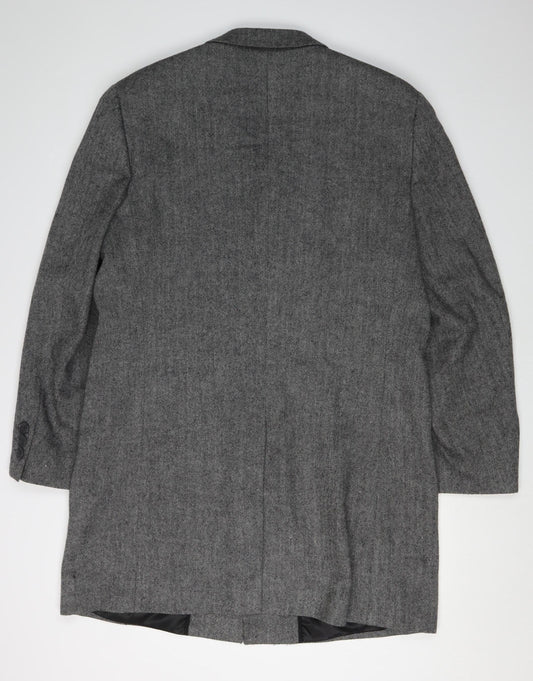 Next Men's Grey Herringbone Blazer, L, Elegant Formal Jacket