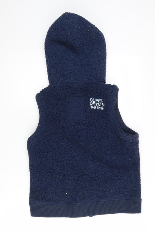 Superdry Unisex Blue Fleece Hooded Waistcoat L