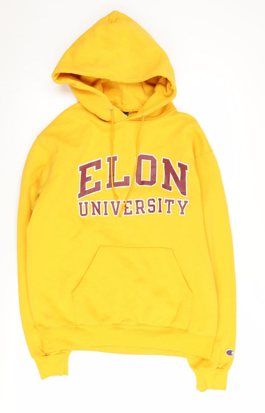 Champion Yellow University Hoodie, Unisex M, Pullover Style