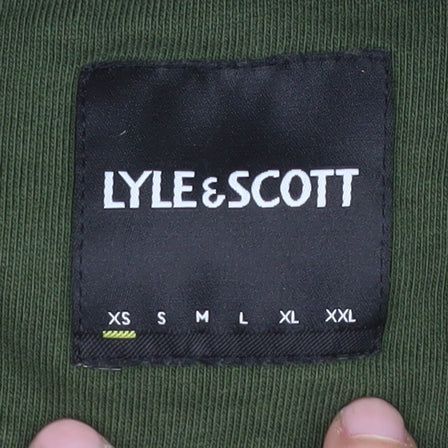 Lyle & Scott Men's Green XS Pullover Hoodie, Cotton, Logo