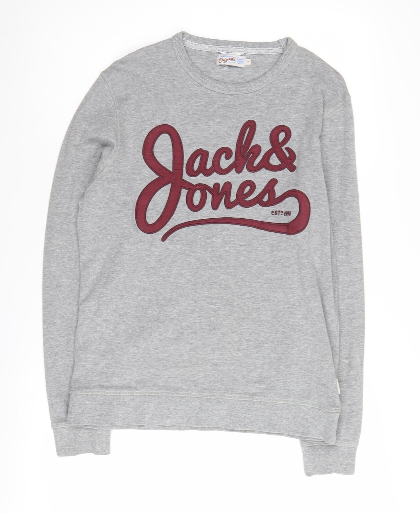 Jack & Jones Men's Grey Crew Neck Logo Sweatshirt S