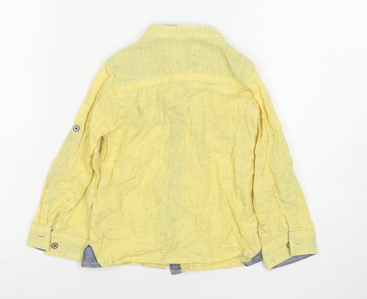 Timo Boys Yellow Button-Up Shirt, Size 11, Cotton, Long Sleeve