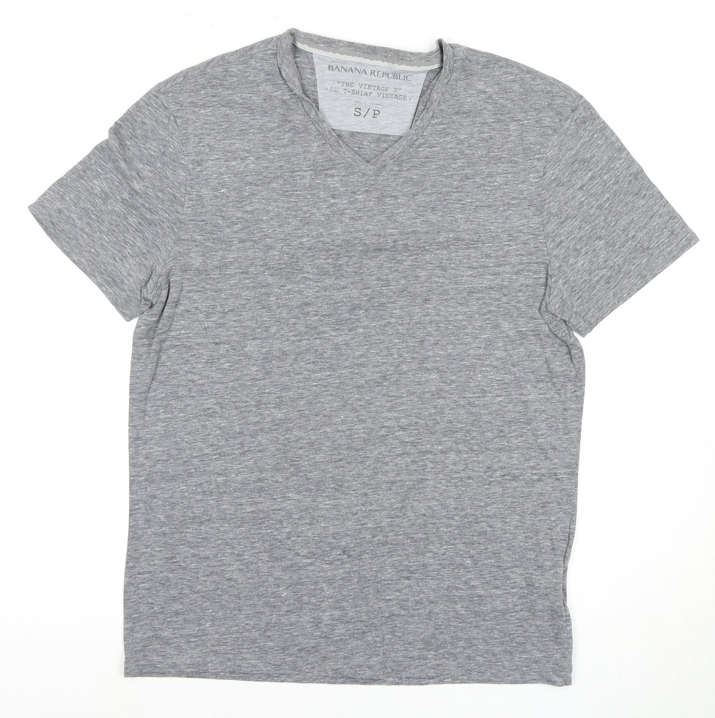 Banana Republic Men's Grey V-Neck T-Shirt, Size S