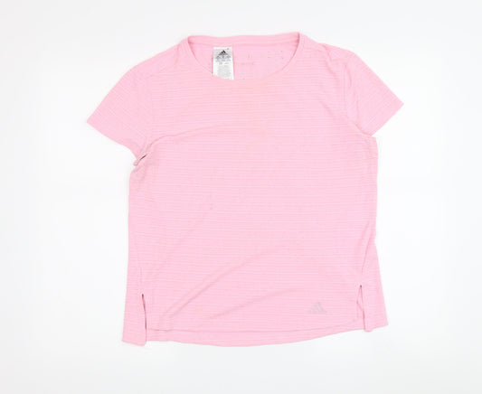 Womens UK Size 12 adidas Pink Polyester T-Shirt