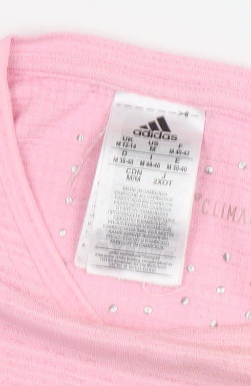 Adidas Women's Pink T-Shirt Size 12 Crew Neck