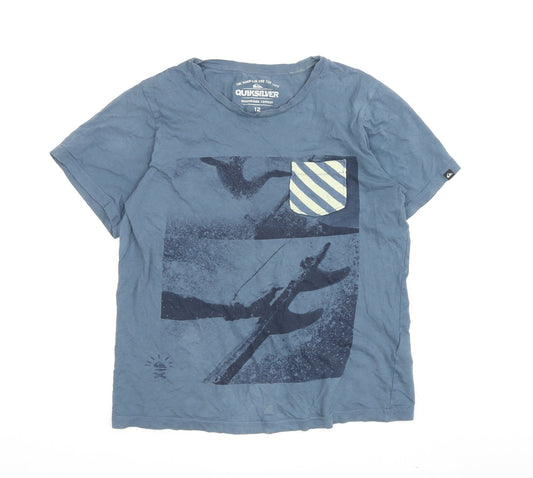 Quiksilver Blue Cotton T-Shirt, Unisex, Size 12, Casual Style