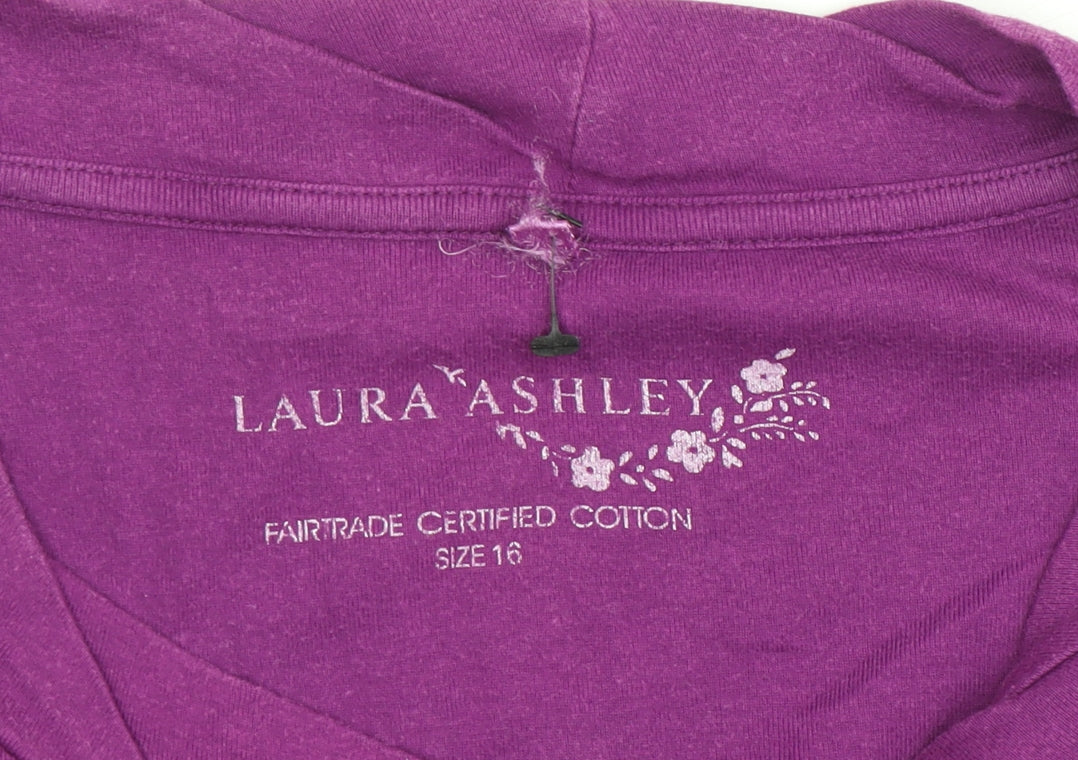 Laura Ashley Women's Purple Long Sleeve Basic T-Shirt Size 16