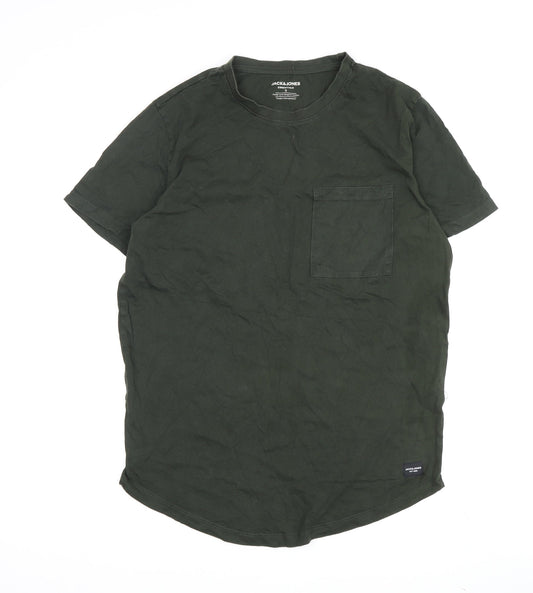 Jack & Jones Men's Green Crew Neck T-Shirt, Size S