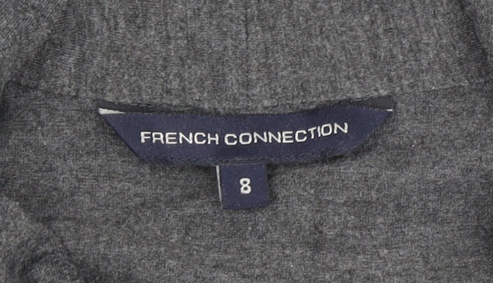 Close-up detail of French Connection women’s grey shift dress, size UK 8
