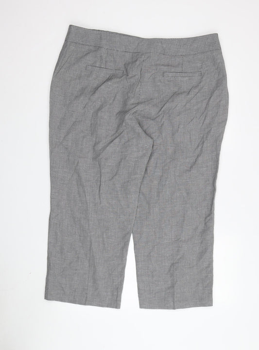 Women's Grey Cropped Trousers, Size 18, Belted
