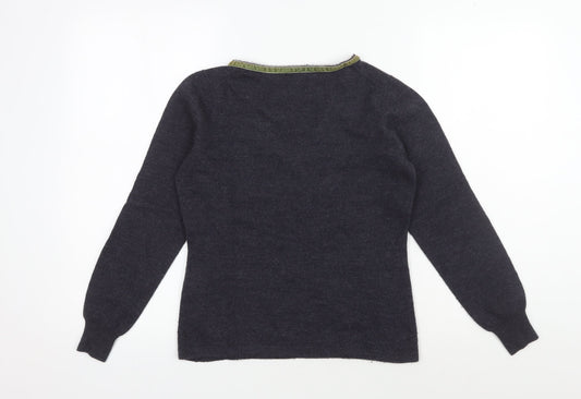 Crew Clothing Co Women's Black V-Neck Wool Pullover Jumper