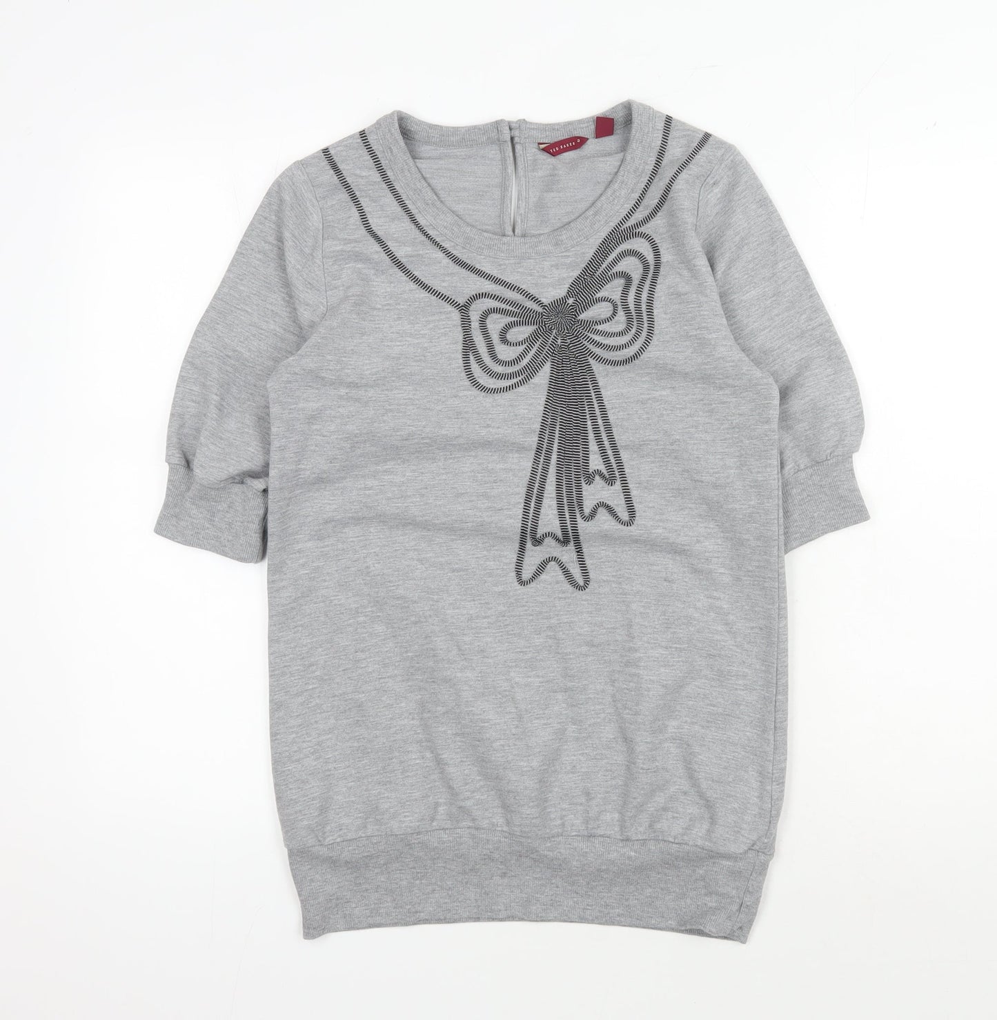 Ted Baker Women's Grey Crew Neck Bow T-Shirt, Size 10