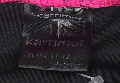 Brand and care label for Karrimor girls’ black running leggings 11-12 years reflective