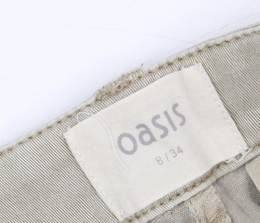 Oasis Women's Beige Chino Trousers Size 8 Straight Fit