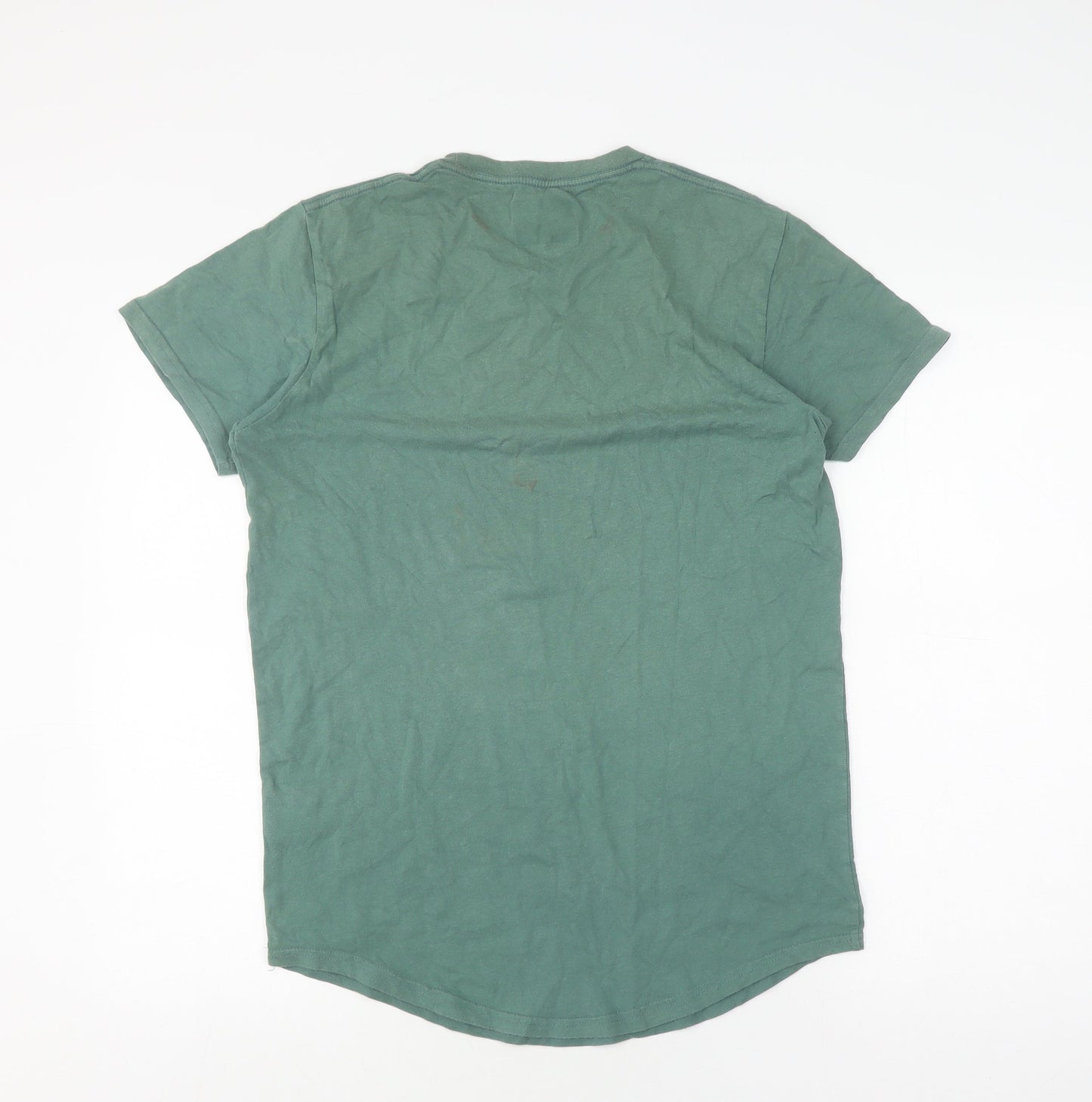 Hollister Men's Green Longline T-Shirt, Size S, Crew Neck