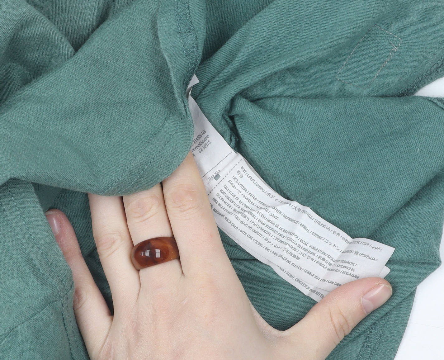 Hollister Men's Green Longline T-Shirt, Size S, Crew Neck