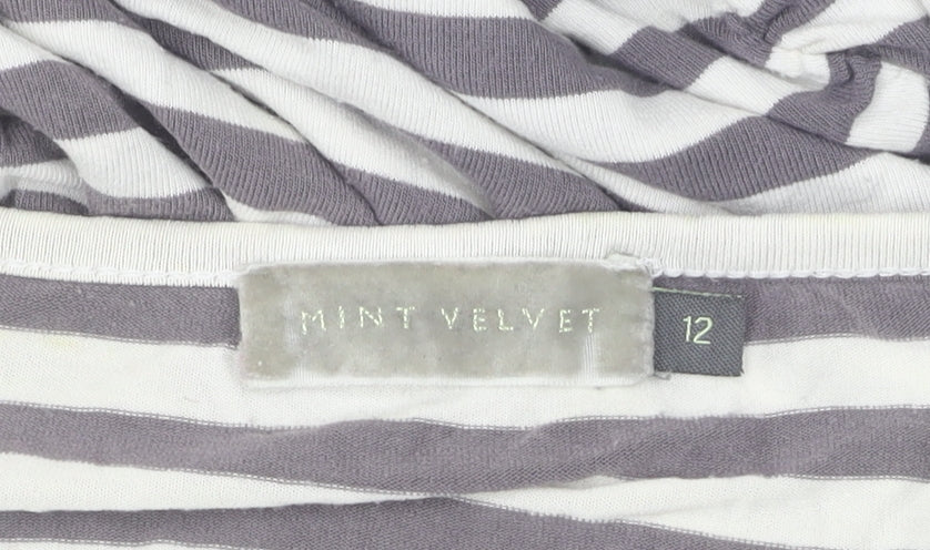 Mint Velvet Women's Grey Striped Long Sleeve T-Shirt