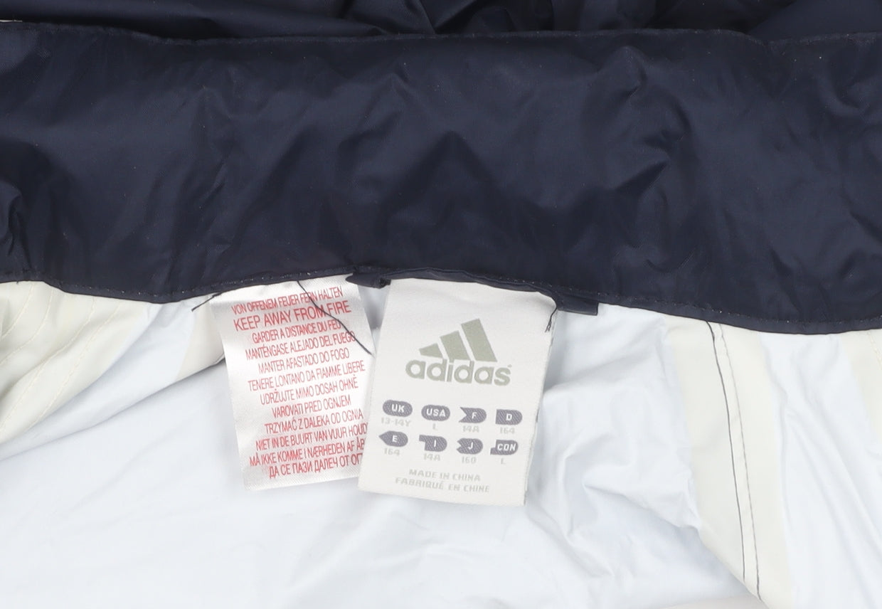 Adidas Teens Blue Windbreaker Jacket L