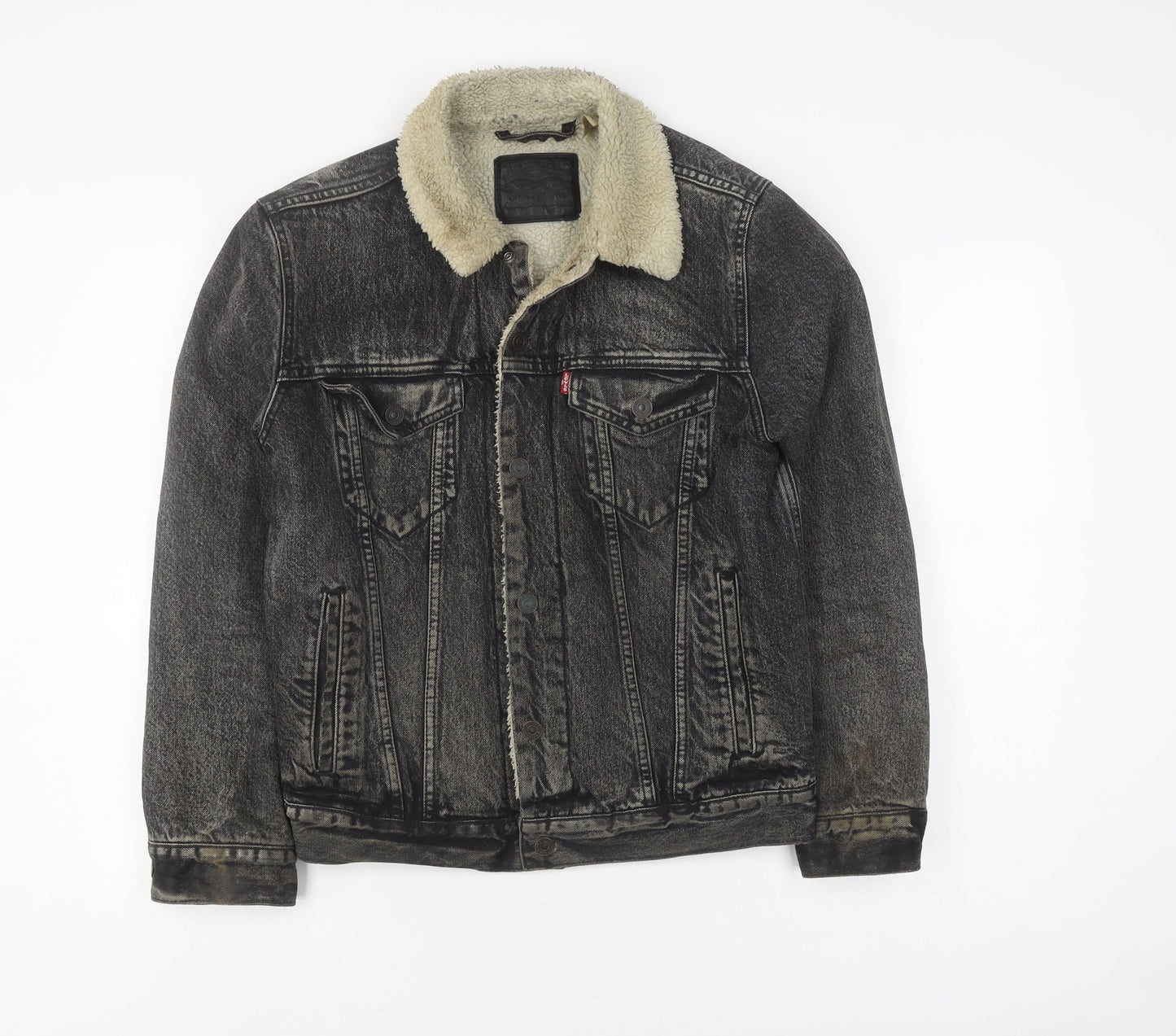 Levi's Men's Black Denim Jacket, Size S, Warm Lined