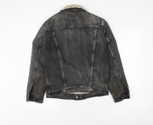Levi's Men's Black Denim Jacket, Size S, Warm Lined