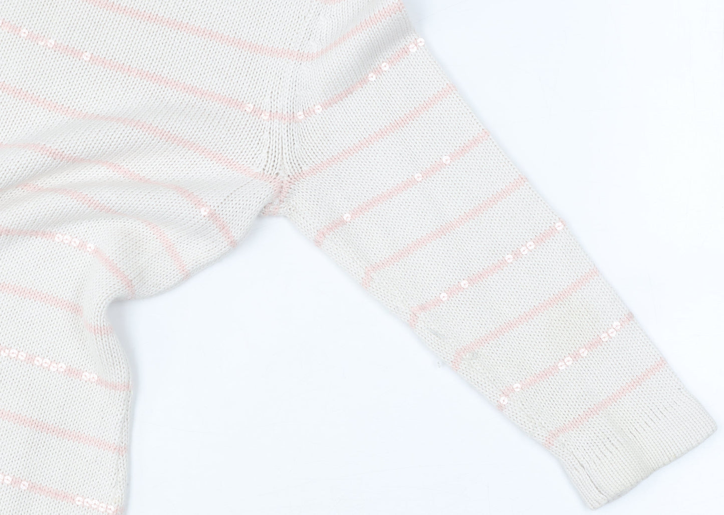 Laura Ashley Women's White Striped Pullover Jumper Size 10