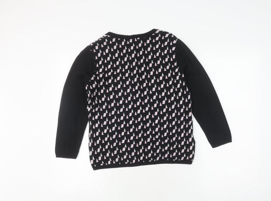 Laura Ashley Women's Black Cardigan, Size 12, Geometric Knit
