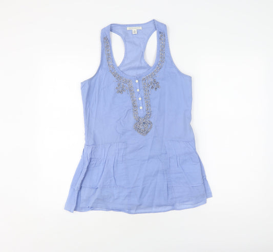 Womens UK Size XS Banana Republic Blue Cotton Tank