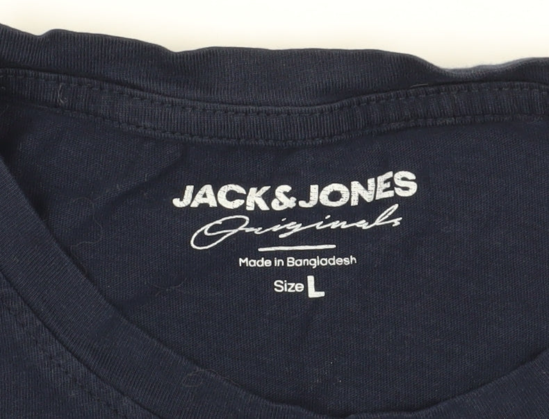 Jack & Jones Men's Blue L T-Shirt, Short Sleeve