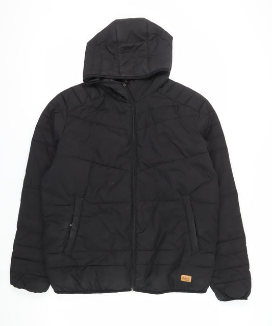 Jack & Jones Men's Black XL Puffer Jacket with Hood