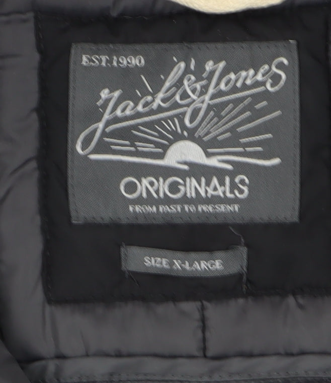 Jack & Jones Men's Black XL Puffer Jacket with Hood