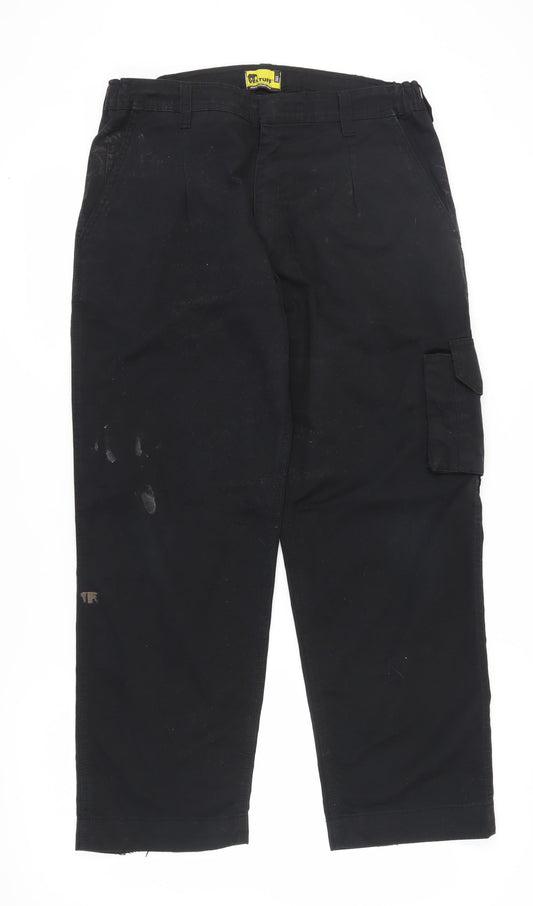 Veltuff Men's Black Cargo Trousers, Size 36
