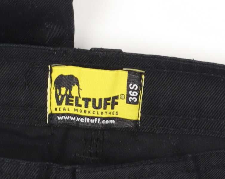 Veltuff Men's Black Cargo Trousers, Size 36