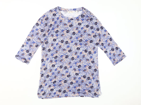 FatFace Women's Multicoloured Floral 3/4 Sleeve V-Neck T-Shirt