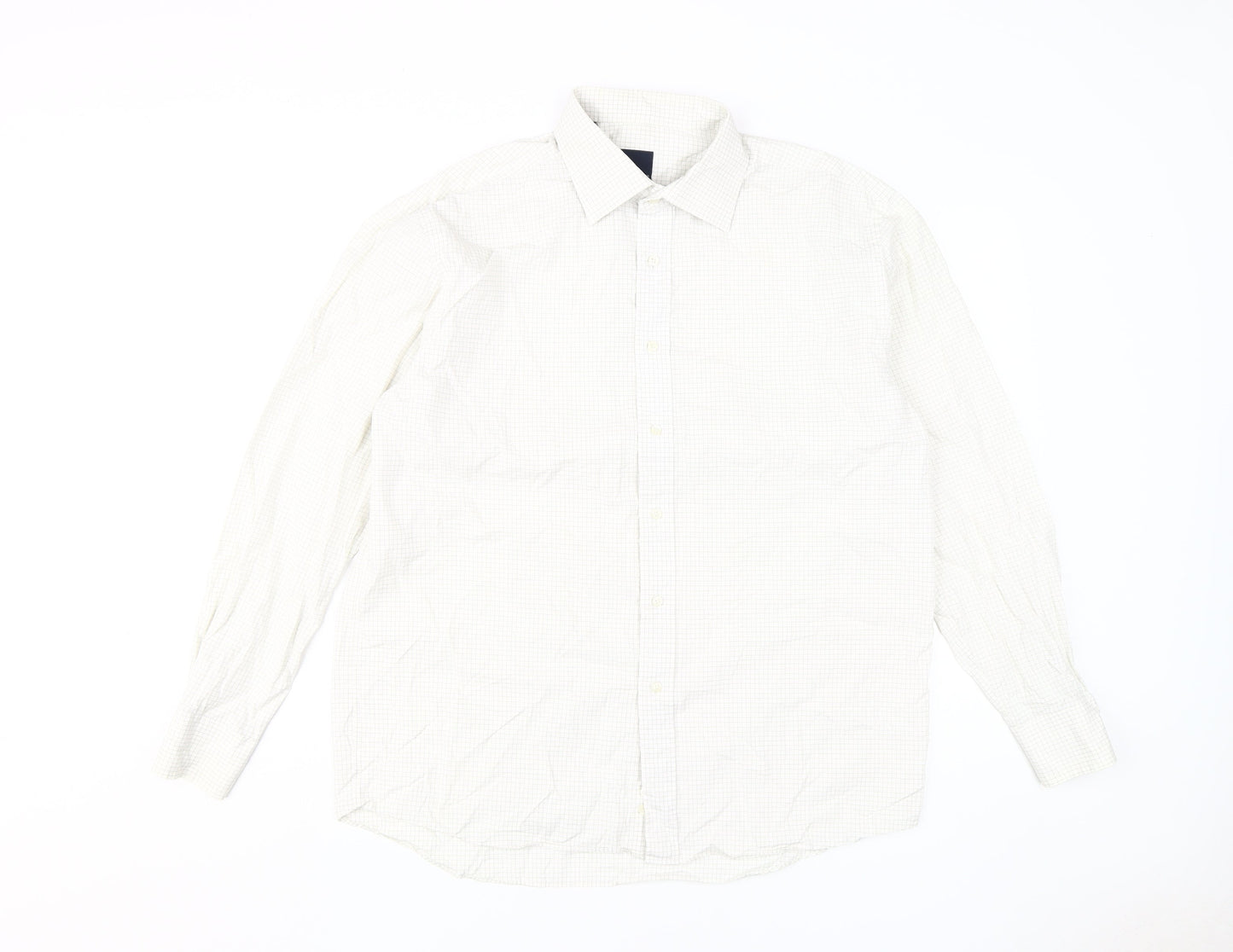 Daniel Hechter Mens White Check Dress Shirt 16.5