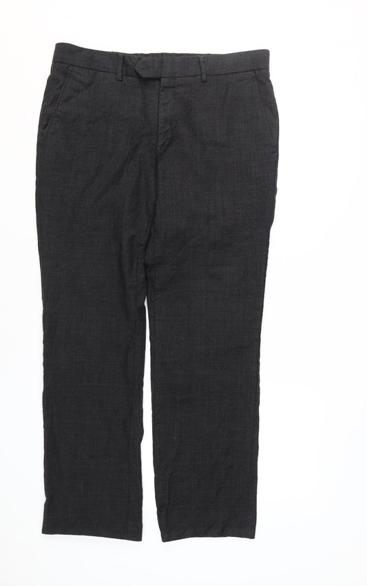 Calvin Klein Men's Black Wool Trousers, Size 52