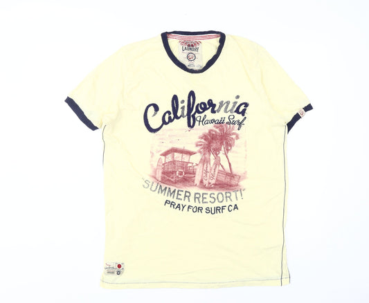 Tokyo Laundry Men's Yellow Graphic Print T-Shirt, Size L