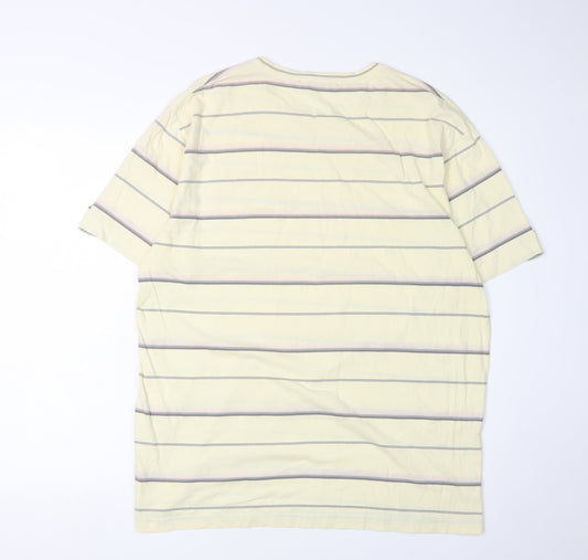 Fullcircle Men's Beige Striped Short Sleeve T-Shirt XL