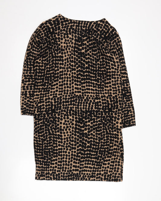 Jaeger Women's Black & Beige Animal Print Dress S