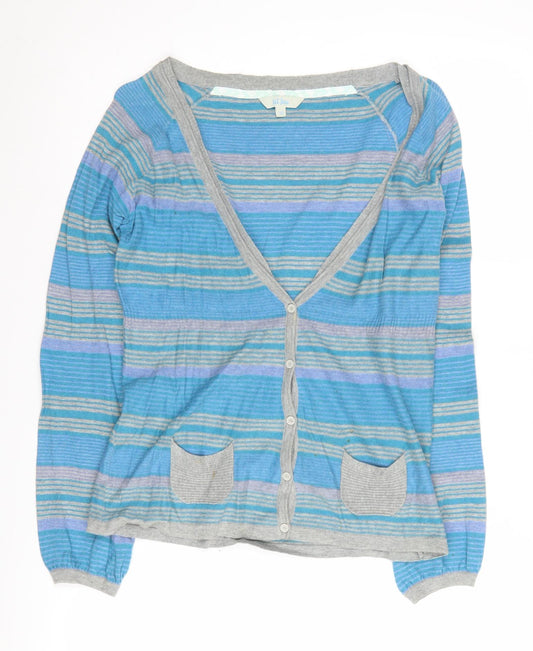 Fat Face Women's Blue Striped Cardigan Size 10